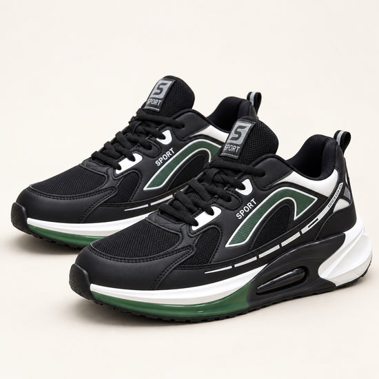 Baskets Pulse — Noir / vert — autre angle